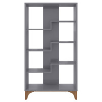 Manhattan Comfort 6LC3 Gowanus Geometric Modern Bookcase with 4 Shelves in Grey